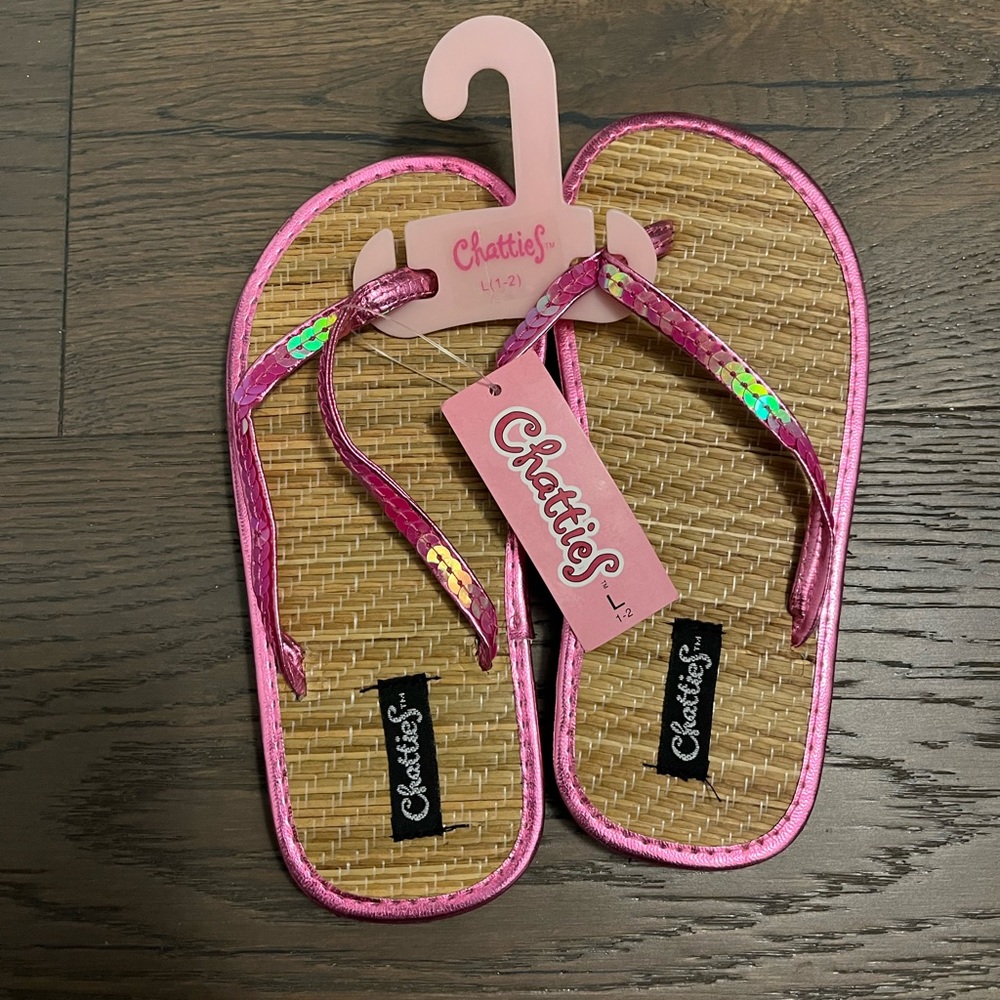 Chatties pink girls beach flip flops sz 1/2 NWT Ret $49